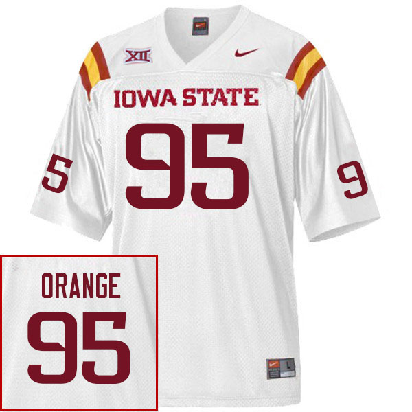 Men #95 Domonique Orange Iowa State Cyclones College Football Jerseys Sale-White